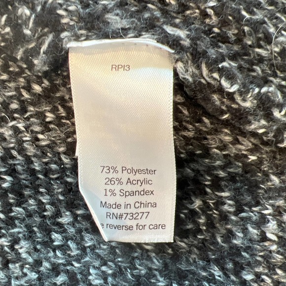 NWT NINE WEST Jacquard Long Cardigan Black Gray Open Front Pockets size Medium - Picture 7 of 7